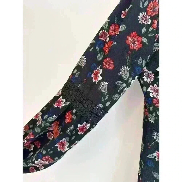 Free Generation Los Angeles Black Floral Crochet Boho Coquette Dress Size Medium - Picture 4 of 9